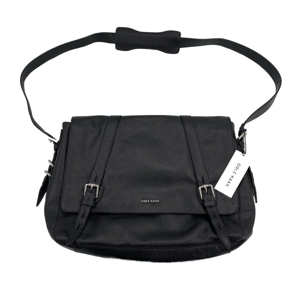 Cole Haan Messenger Bag Laptop Black Pebble Leather CHRM11002 Storage Cover